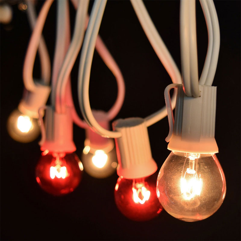 25 commercial red clear globe light strand white c9 strand 25 commercial red clear globe light strand white c9 strand