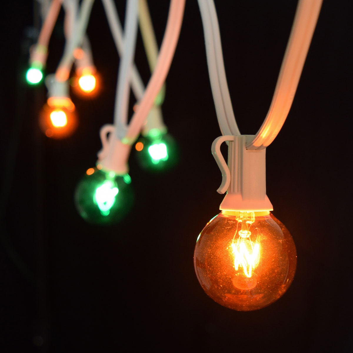 100' C7 Green/Amber Globe String Lights White Light Strand