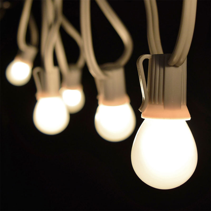25 White Commercial Frosted White Globe Light Strand