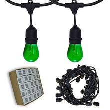 48' Suspended Lucky Green Commercial String Light Kit
