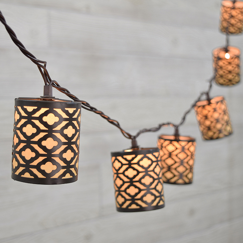 Dark Gray Metal Rustic Decorative String Lights - 10 Lights