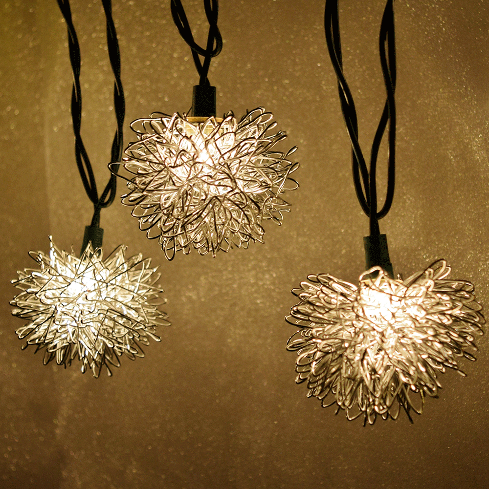 Silver Metal Starburst Patio Lights - 10 Lights