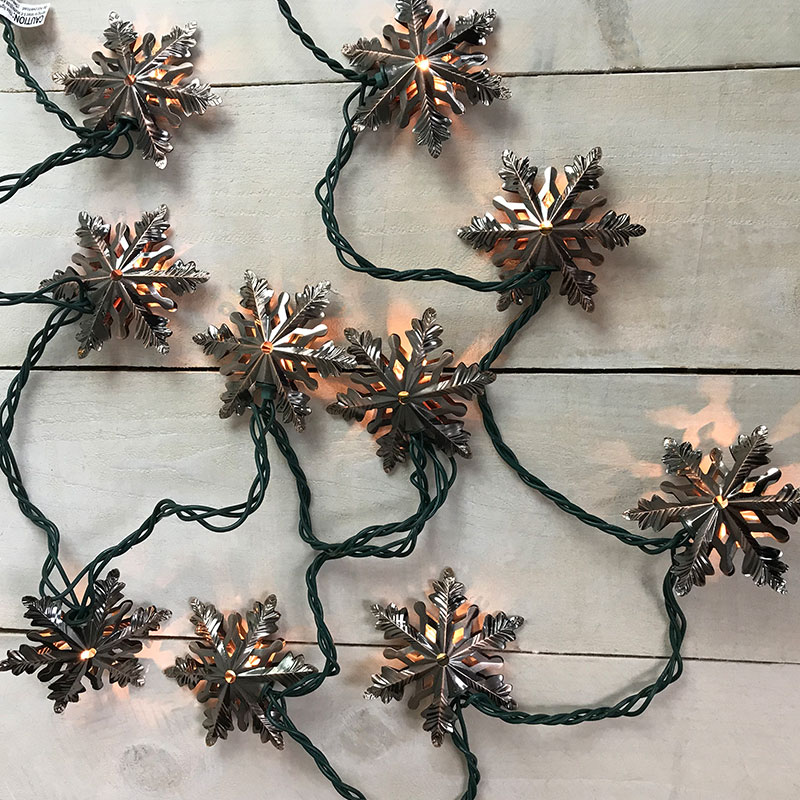 Brushed Copper Snowflake Christmas String Lights