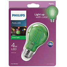 Philips Green A19 LED Party Light Bulb - Medium Base