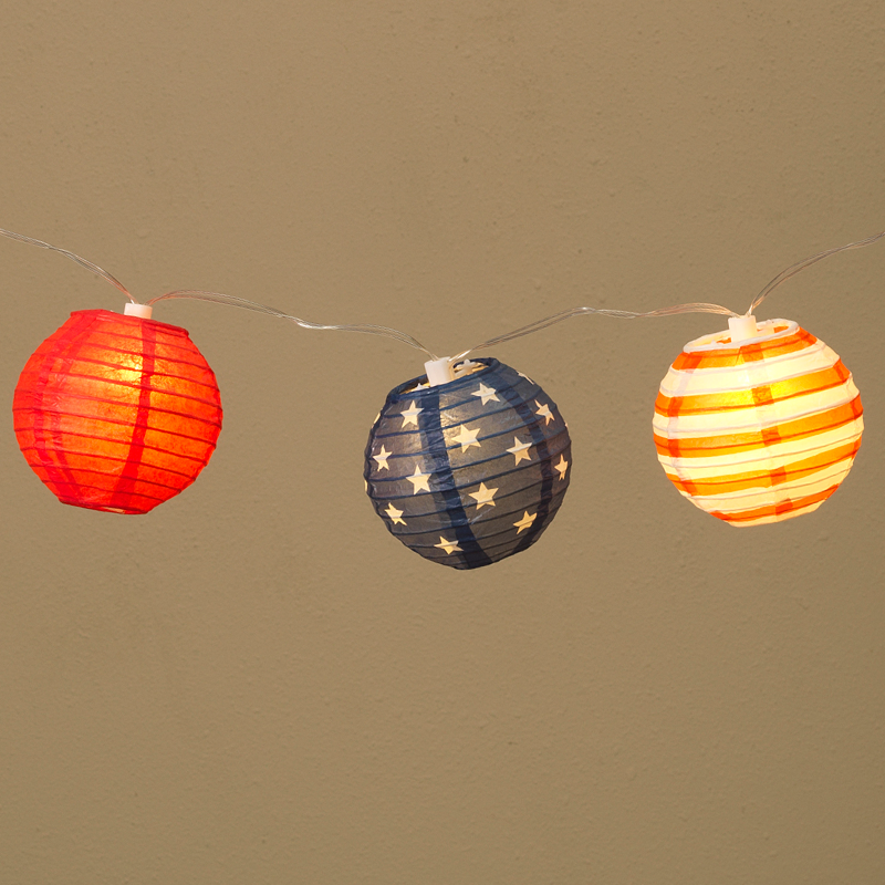 Americana 4th of July Lantern String Lights - 10 Lights