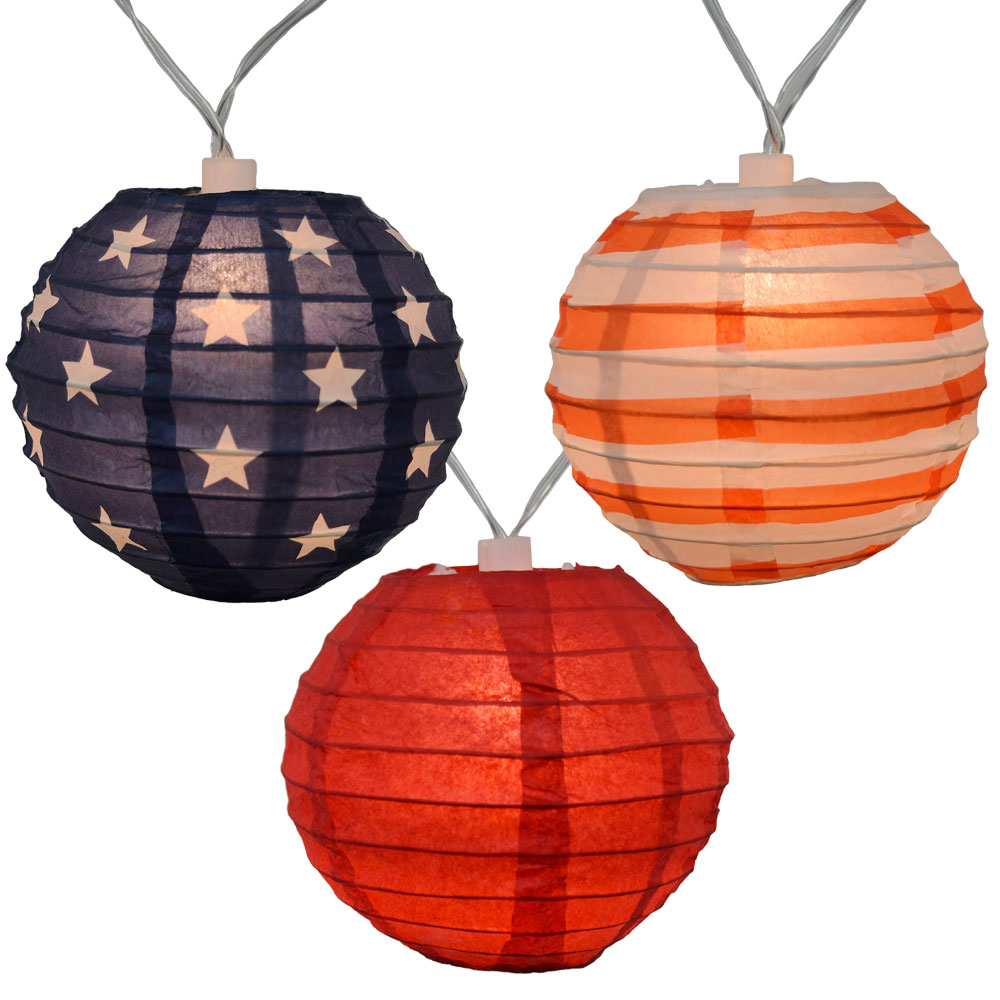 Americana 4th of July Lantern String Lights - 10 Lights
