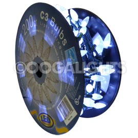 Indoor/Outdoor C3 Faceted Cone White LED String Light Bulb Reel - 200 Bulbs - LED String Light Strands &amp; Sets