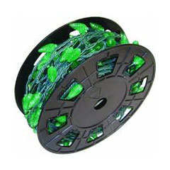 Indoor/Outdoor C6 Faceted Cone Green LED String Light Bulb Reel - 200 Bulbs - LED String Light Strands &amp; Sets