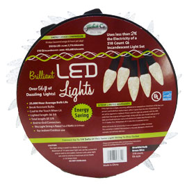 Indoor/Outdoor C6 Faceted Cone White LED String Light Bulb Reel - 200 Bulbs - LED String Light Strands &amp; Sets