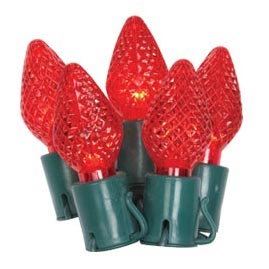 LED C7 Faceted Cone String Light Strand - Red - 25 Lights - LED String Light Strands &amp; Sets