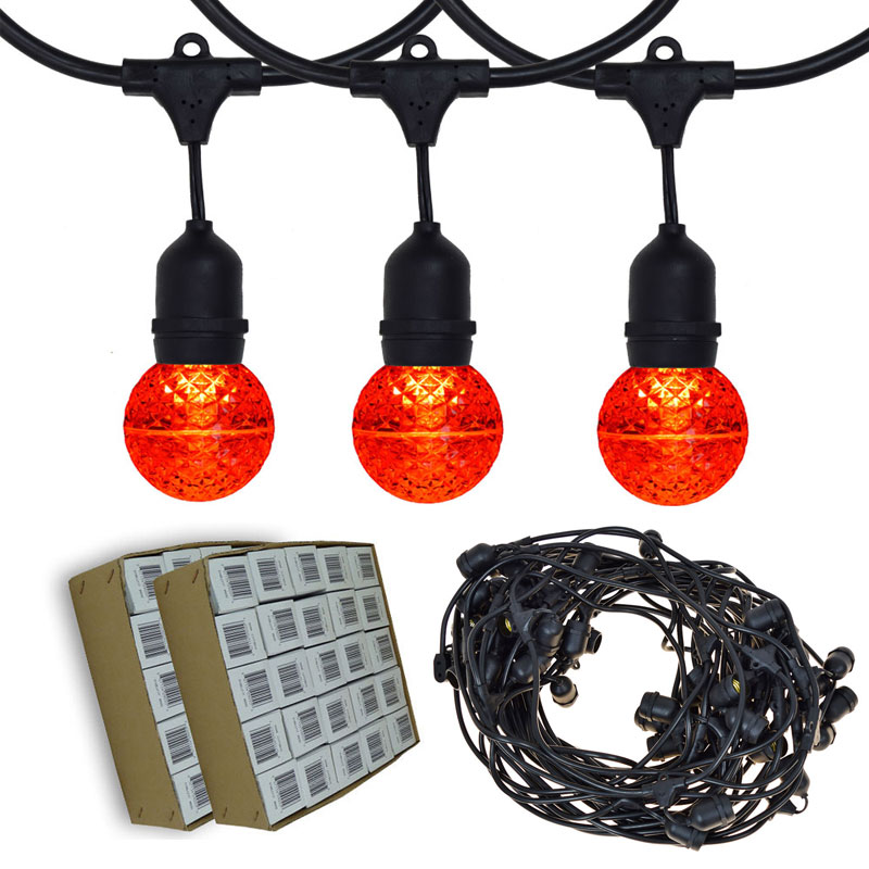 100 ft. Red G50 LED Globe Light Strand - Suspended Black Strand