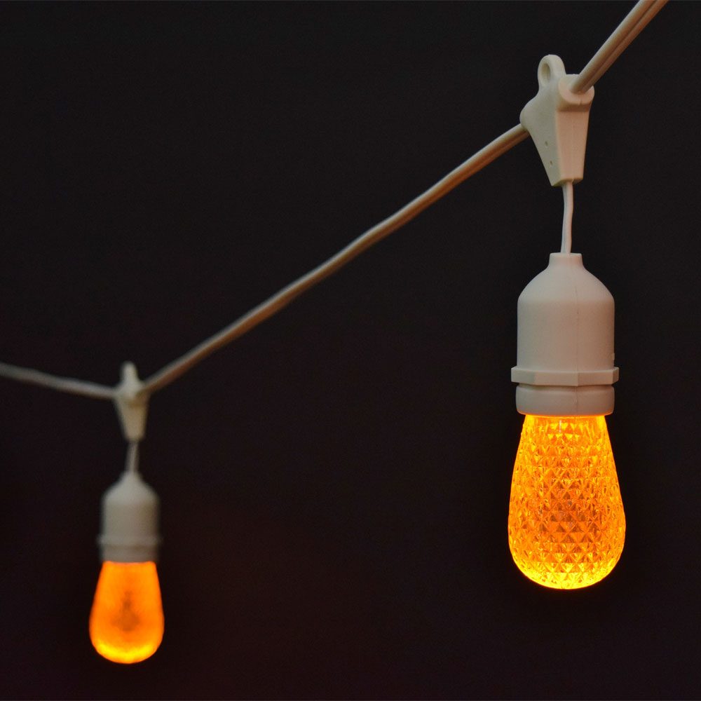 orange faceted led commercial string lights 21 white cord orange faceted led commercial string lights 21 white cord