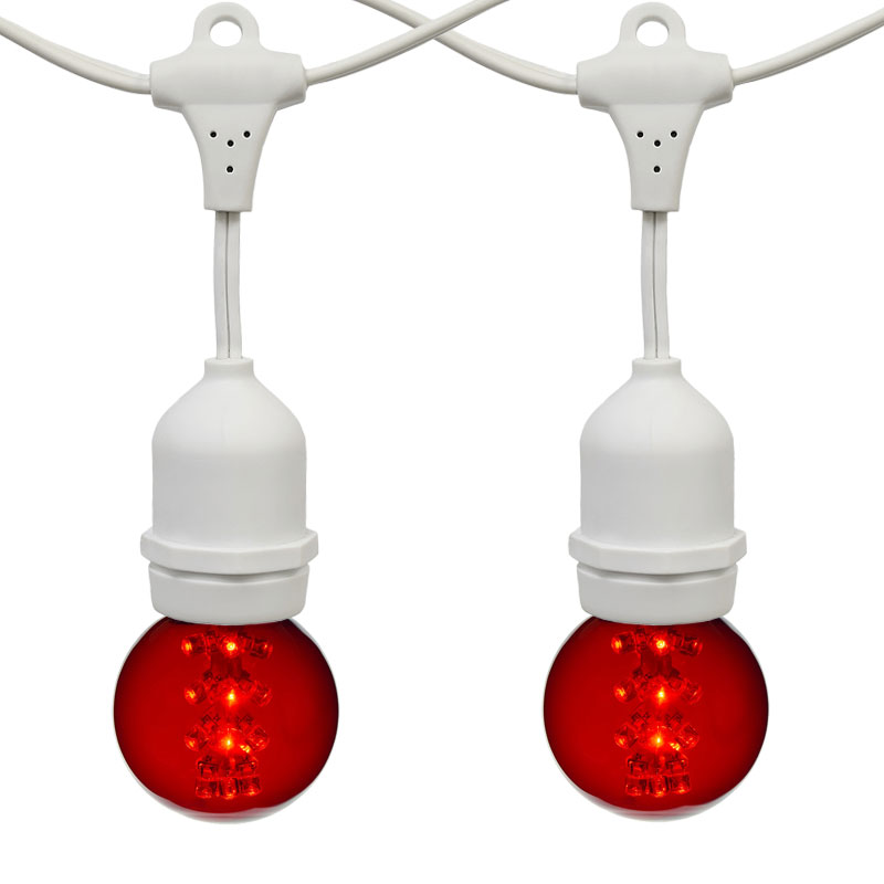 21 ft. Red G50 LED Designer Globe Light Strand - White Suspended