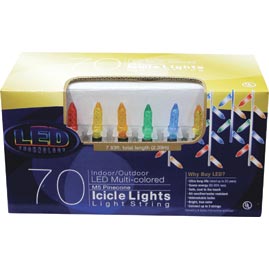 LED Icicle String Light Strands - Multi-Color - 70 Lights - LED Christmas String Light Strands &amp; Sets