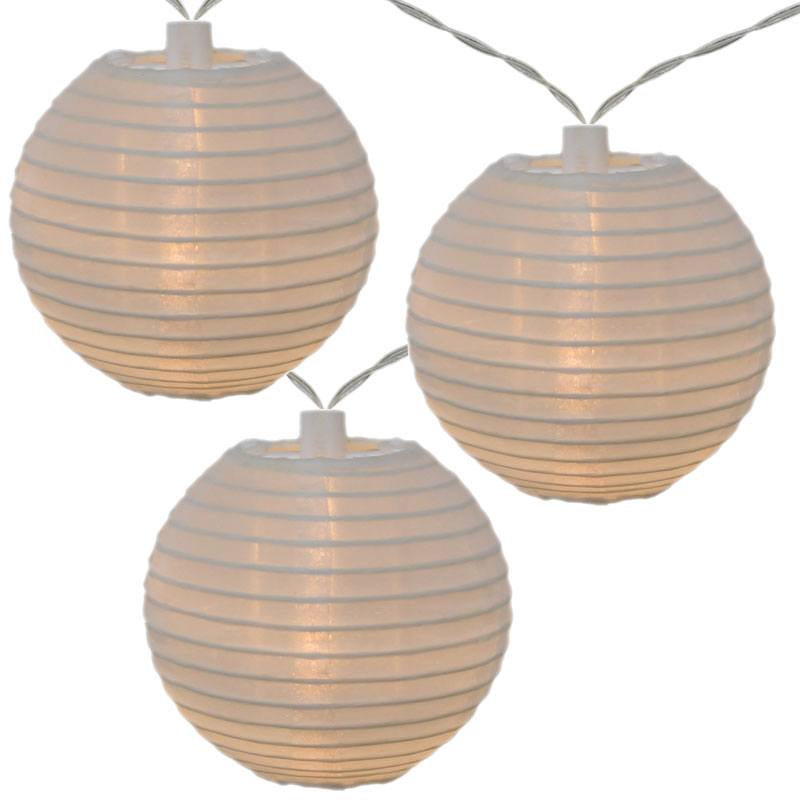Led Solar Powered White Nylon Lantern String Lights White Led Solar Powered Lantern String Lights 10 Gc2201880
