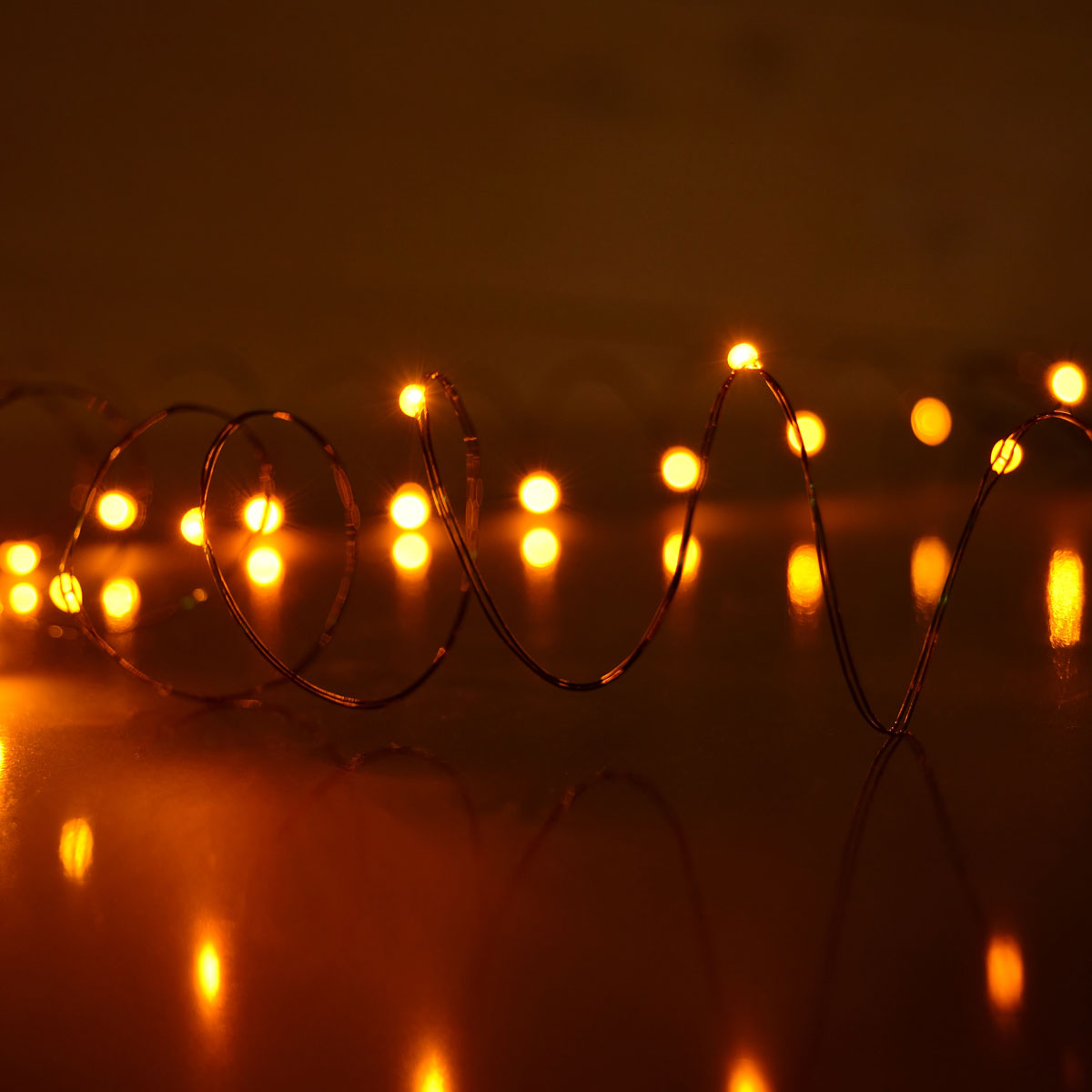 LED Battery Operated Ultra Thin Wire String Light Strand 18 Amber