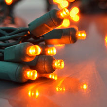 Orange LED String Lights - Green Wire