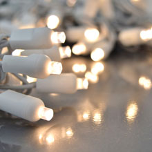 Warm White LED String Light Set - 100 Lights - White Wire
