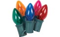 25 Count Indoor/Outdoor C7 String Light Strand Set - Green Wire - Transparent Multi-Color Bulbs
