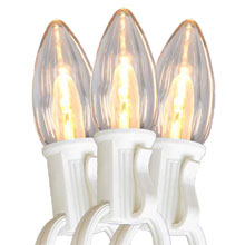 100' Retro C7 Light Strand - White Wire - Warm White LEDs