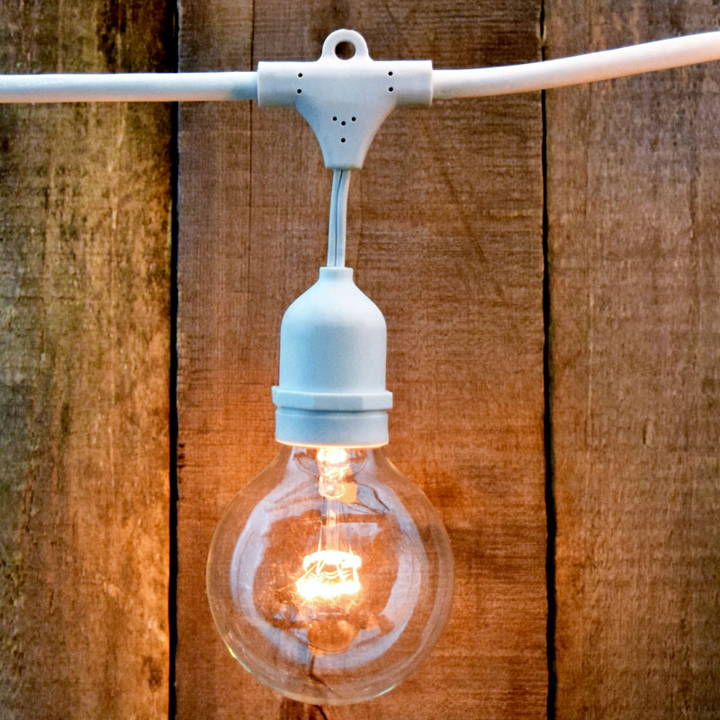 48 Commercial Clear Globe String Light Kit - White Suspended