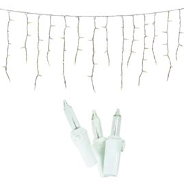 Heavy-Duty 20 Gauge Wire Icicle String Light Strand - White Wire - 150 Warm White Mini Bulbs - Christmas String Light Strands &amp; Sets