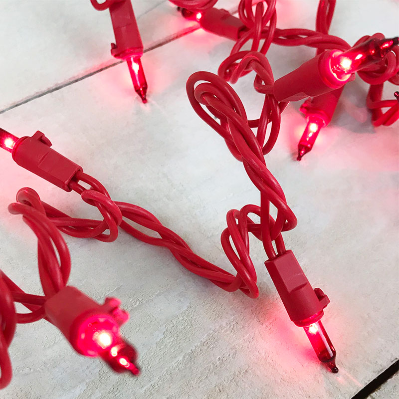50 Count Red Miniature String Lights Red Wire
