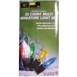 35 Count Indoor/Outdoor Miniature String Light Set - Green Wire - Multi-Color Bulbs - Christmas String Light Strands &amp; Sets