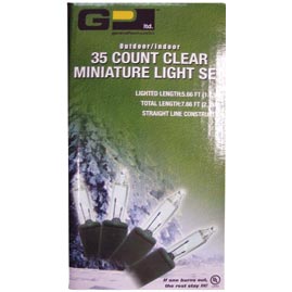 35 Count Indoor/Outdoor Miniature String Light Set - Green Wire - Clear Bulbs - Christmas String Light Strands &amp; Sets