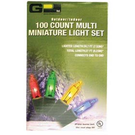 100 Count Outdoor/Indoor Miniature Multi-Color Green Wire String Light Set - Christmas String Light Strands &amp; Sets
