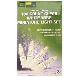 100 Count Outdoor/Indoor White Wire Miniature Clear String Light Set - Christmas String Light Strands &amp; Sets