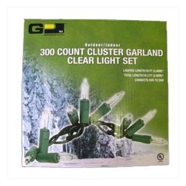 300 Count Outdoor/Indoor Cluster Garland Clear String Light Set - Christmas String Light Strands &amp; Sets