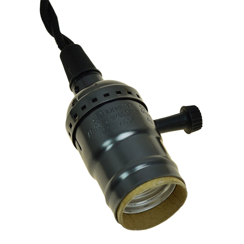 Black Triple Socket Twisted Cloth Cord Pendant Light