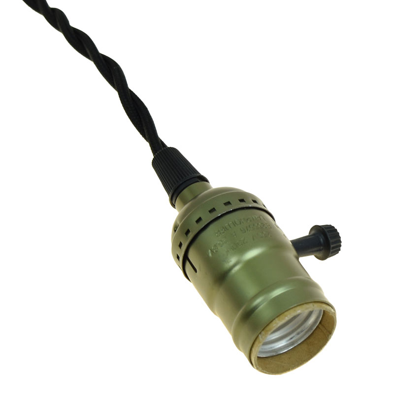 Single Copper Socket Twisted Cloth Cord Pendant Light