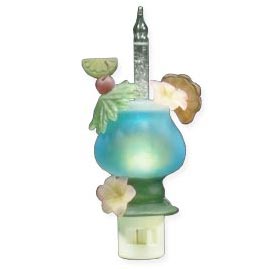 7" Tropical Drink Bubbler Night Light - Blue - Tropical Night Light Bulbs &amp; Lamps