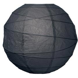 Black 10" Round Rice Paper Lantern - Solid Color Round Paper Shade Lanterns