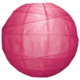 Fuchsia Pink 10" Round Rice Paper Lanterns - Solid Color Round Paper Shade Lanterns