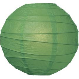 Grass Green 10" Round Rice Paper Lanterns - Solid Color Round Paper Shade Lanterns