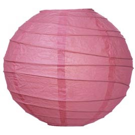 Pink 10" Round Rice Paper Lanterns - Solid Color Round Paper Shade Lanterns