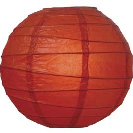 Red 10" Round Rice Paper Lanterns - Solid Color Round Paper Shade Lanterns