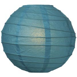 Turquoise Blue 10" Round Rice Paper Lanterns - Solid Color Round Paper Shade Lanterns