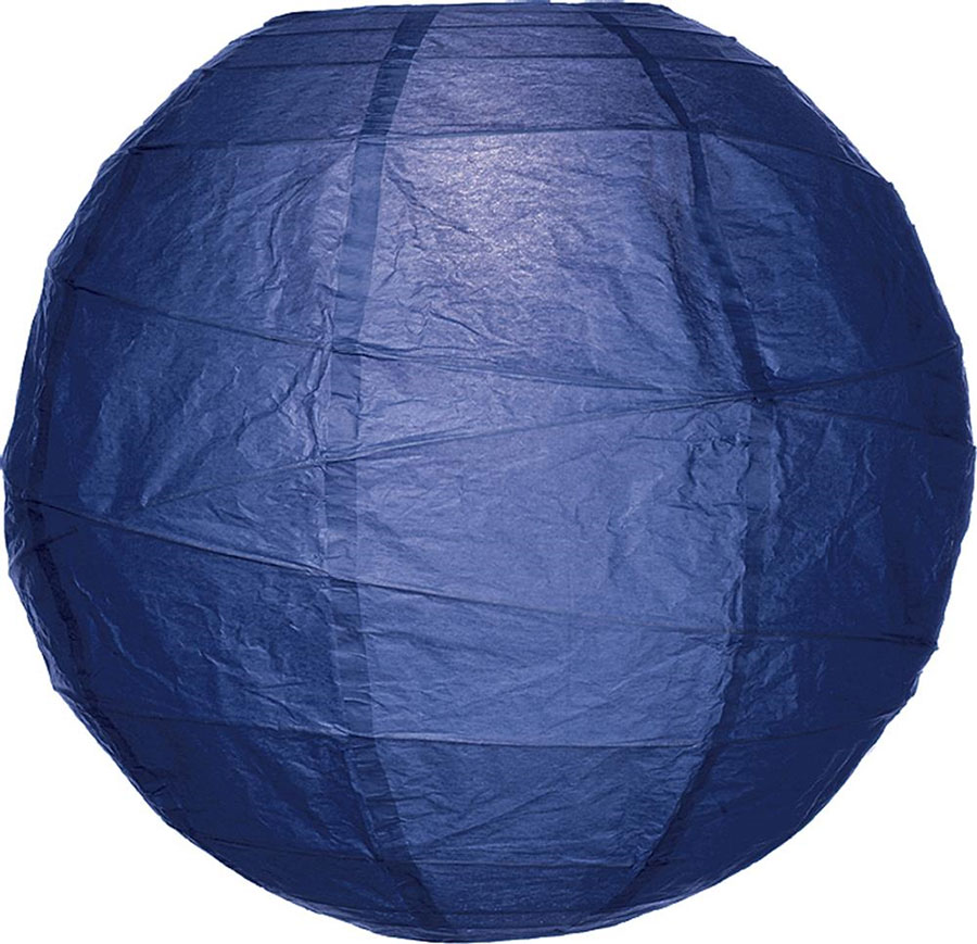 Navy Blue 10" Round Rice Paper Lantern Solid Color Round Paper Shade