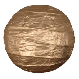 Gold 12" Round Rice Paper Lantern - Solid Color Round Paper Shade Lanterns