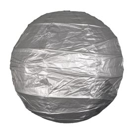Silver 12" Round Rice Paper Lantern - Solid Color Round Paper Shade Lanterns