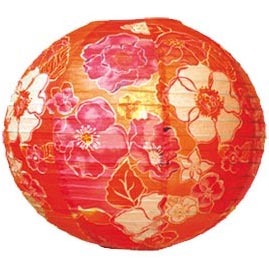 Beach Rose 14" Round Paper Lantern - Patterned Round Paper Shade Lanterns