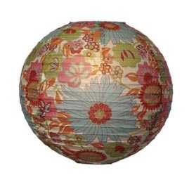 Dahlia 14" Round Paper Lantern - Patterned Round Paper Shade Lanterns