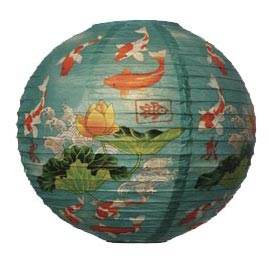 Fish Bowl 14" Round Paper Lantern - Patterned Round Paper Shade Lanterns