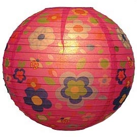 Meadow 14" Round Paper Lantern - Patterned Round Paper Shade Lanterns