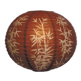 Bamboo 14" Round Paper Lantern - Patterned Round Paper Shade Lanterns