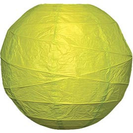 Chartreuse Green 14" Round Rice Paper Lantern - Solid Color Round Paper Shade Lanterns